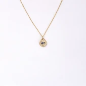 Gümüş Kolye - Damla Mekik Gözlü Çift Renk Mineli 925 Ayar Gümüş Kolye - İki Farklı Renk Gümüş Kolye - 7