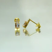 Gümüş Küpe - 925 Ayar 1.10 Karat Zultanit (Renk Değiştiren) Taşlı Oval Model Gümüş Küpe - 1