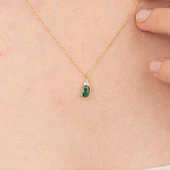 Gümüş Kolye - Zümrüt Oval Taşlı 925 Ayar Gümüş Kolye - 5