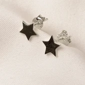 Gümüş Küpe - 925 Ayar Gümüş Minimal Yıldız Figürlü Küpe - 6