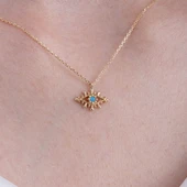 Gümüş Kolye - Firuze Taşlı Göz Tasarım 925 Ayar Gümüş Kolye-Minimal Göz Şık Tasarım Gümüş Kolye - 2