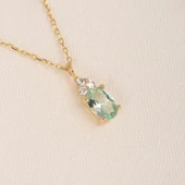 Gümüş Kolye - 1.50 Ct Nano Peridot Pırlanta Montürü Gümüş Kolye - Hediyelik Pırlanta Montürü Kolye - 1