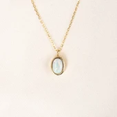 Gümüş Kolye - Opal Oval Taşlı 925 Ayar Gümüş Kolye - 8