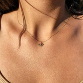 Gümüş Kolye - Tasarım Kirpik Nazar Boncuğu Lacivert Mineli Tasarım Stil Modern 925 Ayar Gümüş Kolye - 2