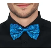 Açık Mavi Turkuaz Payetli Pullu Papyon thumbnail 3