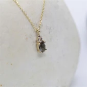 Gümüş Kolye - 0.60 CT Zultanit 0.10 CT Pırlanta(Sıignity)Taşlı Modern Tasarım Kolye- Hediyelik Kolye - 3