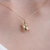 Gümüş Kolye - Taşsız Kaplumbaga Minimal Modern Gümüş Kolye - Hediyelik Kaplumbaga Gümüş Kolye - 1