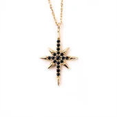 Gümüş Kolye - Oniks (Siyah) Taşlı Polaris Kutup Yıldızı 925 Ayar Gümüş Kolye - 1