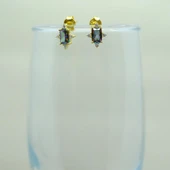 Gümüş Küpe - Octagon Kesim Mistik Topaz Taşlı 0.95 Karat Pırlanta Montürü 925 Ayar Gümüş Küpe - 5