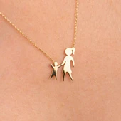 Gümüş Kolye - Anne Kız 925 Ayar Gümüş Kolye - 1