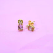 Gümüş Küpe - 925 Ayar 1.10 Karat Zultanit (Renk Değiştiren) Taşlı Oval Model Gümüş Küpe - 2