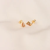 Gümüş Küpe - 925 Ayar Gümüş Damla Desenli Zultanit Taşlı Küpe - 8