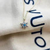 Gümüş Kolye - Ortası Firuze (Turkuaz) Taşlı Çiçek Tasarımlı Nano Has Taşlı 925 Ayar Gümüş Kolye - 3