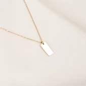 Gümüş Kolye - Harf Yazılabilir Dikdörtgen Plaka 925 Ayar Gümüş Kolye - 2