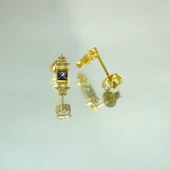 Gümüş Küpe - Kadın Prenses Kesim Mistik Topaz Taşlı Minimal Tasarım 925 Ayar Gümüş Küpe - 3