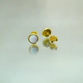 Gümüş Küpe - Kadın Yuvarlak Opal Taşlı 925 Ayar Gümüş Küpe - 3