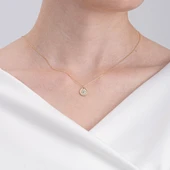 Gümüş Kolye - Damla Mekik Gözlü Çift Renk Mineli 925 Ayar Gümüş Kolye - İki Farklı Renk Gümüş Kolye - 4