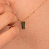 Gümüş Kolye - Harf Yazılabilir Dikdörtgen Plaka 925 Ayar Gümüş Kolye - 6