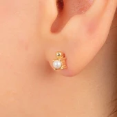 Gümüş Küpe - 925 Ayar Gümüş İnci Modelli Küpe - 2