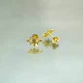 Gümüş Küpe - Kadın Minimal Zirkon Taşlı Göz Tasarım 925 Ayar Gümüş Küpe - 4