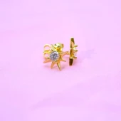 Gümüş Küpe - 925 Ayar Zirkon Taşlı Yıldız Model Gümüş Küpe - 4