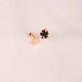 Gümüş Küpe - 925 Ayar Gümüş Minimal Yonca Yaprağı Küpe - 6