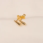 Gümüş Küpe - 925 Ayar Gümüş Minimal Su Damlası Küpe - 5