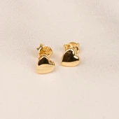 Gümüş Küpe - 925 Ayar Gümüş Minimal Kalp Figürlü Küpe - 5