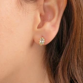 Gümüş Küpe - 925 Ayar Gümüş Vintage Tasarım Green Topaz (Su Yeşili) Taşlı Küpe - 2