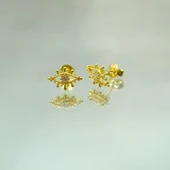 Gümüş Küpe - Kadın Minimal Zirkon Taşlı Göz Tasarım 925 Ayar Gümüş Küpe - 3