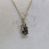 Gümüş Kolye - 0.60 CT Zultanit 0.10 CT Pırlanta(Sıignity)Taşlı Modern Tasarım Kolye- Hediyelik Kolye - 4