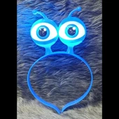 Led Işıklı & Pilli Uzaylı Göz Parti Tacı Mavi Renk thumbnail 2