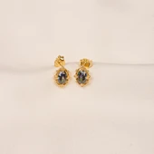 Gümüş Küpe - 925 Ayar Gümüş Vintage Tasarım Mistik Topaz Taşlı Küpe - 7