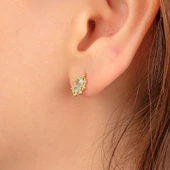 Gümüş Küpe - 925 Ayar Gümüş Vintage Tasarım Green Topaz (Su Yeşili) Taşlı Küpe - 4