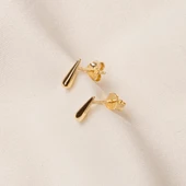 Gümüş Küpe - 925 Ayar Gümüş Minimal Su Damlası Küpe - 4