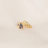 Gümüş Küpe - 925 Ayar Gümüş Damla Desenli Mistik Topaz Taşlı Küpe - 7