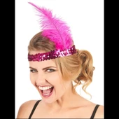 Fuşya Renk Çarliston Saç Bandı thumbnail 1