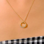 Gümüş Kolye - Simenta Yarım Ay Taşlı Modern Tarz 925 Ayar Gümüş Kolye - Ay Taşlı Hediyelik Kolye thumbnail 3