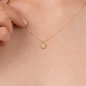 Gümüş Kolye - Zirkon Taşlı Tasarım 925 Ayar Gümüş Kolye - 2