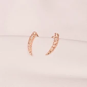 Gümüş Küpe - 925 Ayar Gümüş Minimal Taşlı Dövülü Küpe - 6