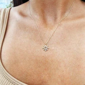 Gümüş Kolye - Güneş Tasarım Sade Taşsız Tasarım Modern Gündelik Hediye Taşsız 925 Ayar Gümüş Kolye - 5