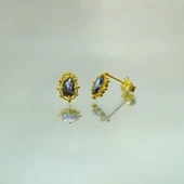 Gümüş Küpe - 925 Ayar Gümüş Vintage Tasarım Mistik Topaz Taşlı Küpe - 5