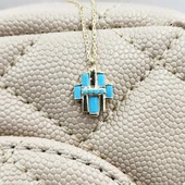 Gümüş Kolye - Çoklu Baget Enerji 925 Ayar Gümüş Kolye-Firuze Taşlı Baget Hediyelik Gümüş Kolye - 8