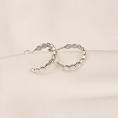 Gümüş Küpe - 925 Ayar Gümüş Bal Peteği Modelli Altıgen Küpe - 8