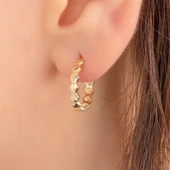 Gümüş Küpe - 925 Ayar Gümüş Bal Peteği Modelli Altıgen Küpe - 1