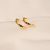 Gümüş Küpe - 925 Ayar Gümüş Bal Peteği Modelli Altıgen Küpe - 5