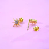 Gümüş Küpe - 925 Ayar Zirkon Taşlı Yıldız Model Gümüş Küpe - 2