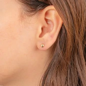 Gümüş Küpe - 925 Ayar Gümüş Minimal Top Küpe - 4