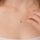 Gümüş Kolye - Opal Oval Taşlı 925 Ayar Gümüş Kolye - 5