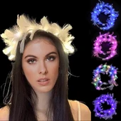 Led Işıklı RGB 3 Fonksiyonlu Otrişli Parti Tacı Beyaz Renk thumbnail 1